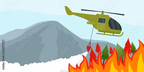 Fire in forest background. Flat illustration of fire in forest vector background for web design