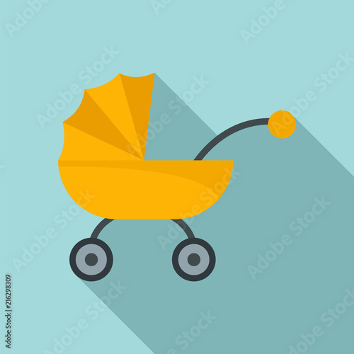Baby carriage icon. Flat illustration of baby carriage vector icon for web design