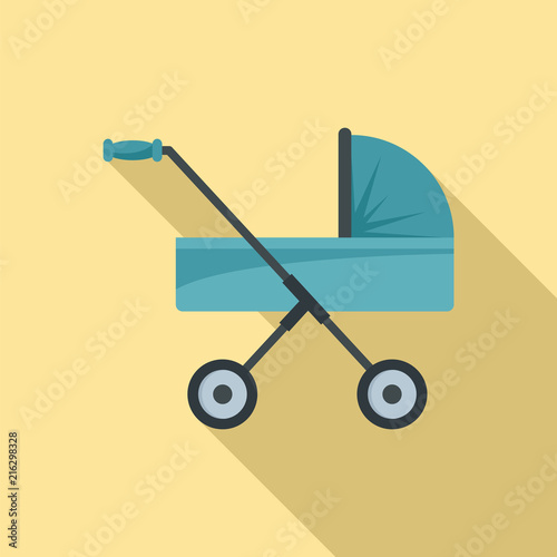 Baby pram icon. Flat illustration of baby pram vector icon for web design
