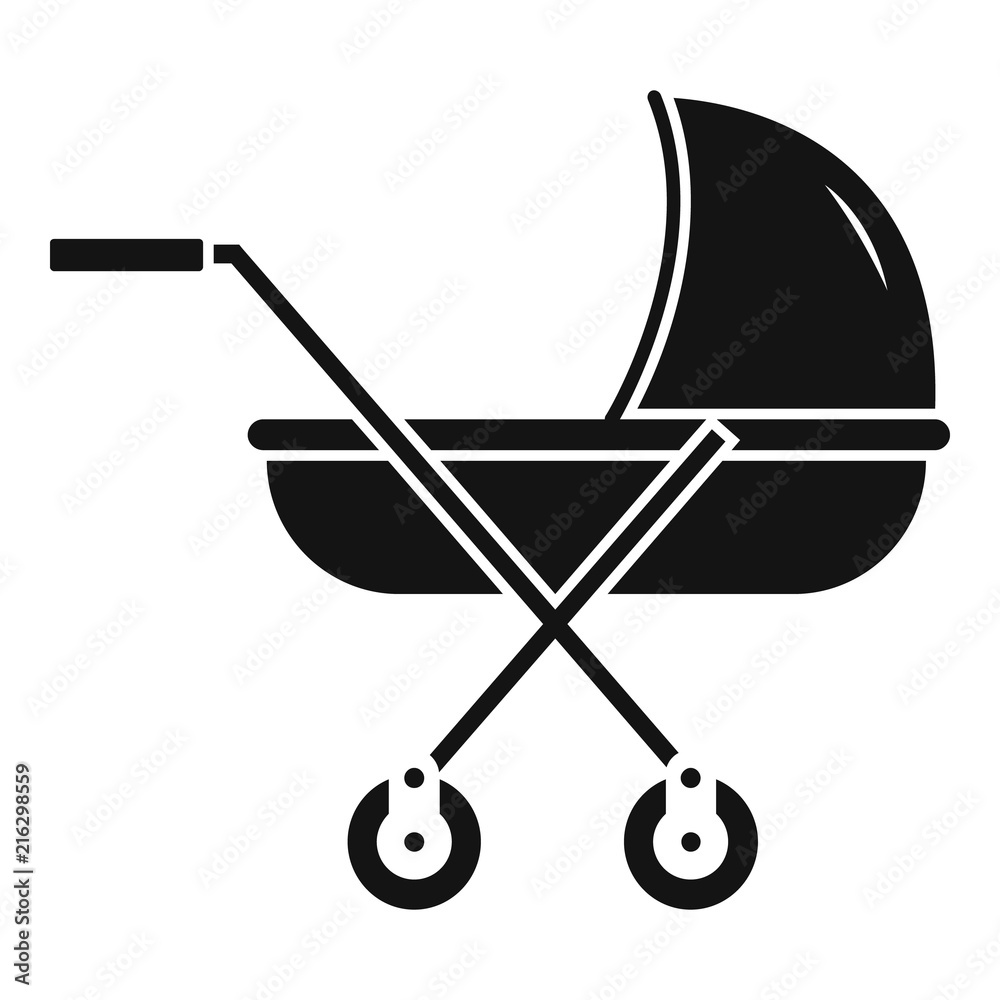 Small pram icon. Simple illustration of small pram vector icon for web design isolated on white background Small pram icon. Simple illustration of small pram vector icon for web design isolated on white background