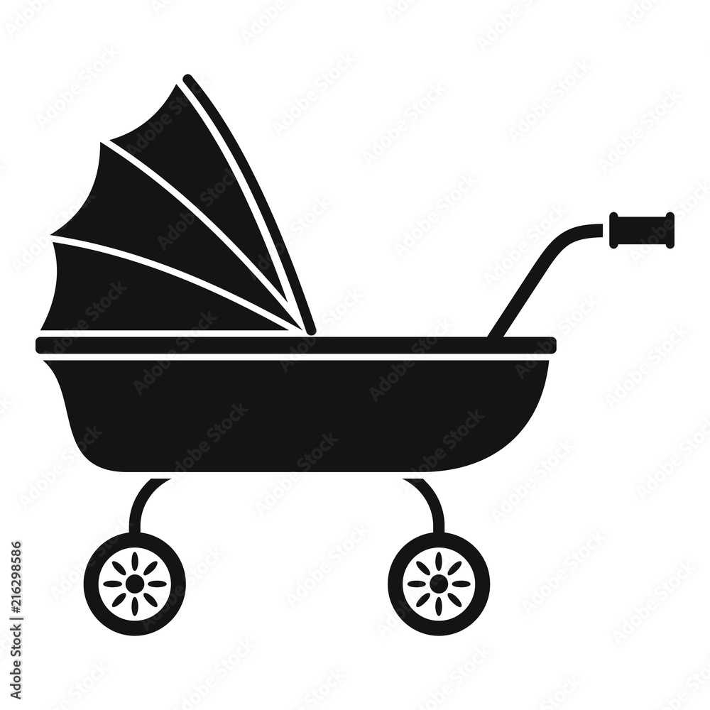 Baby trolley icon. Simple illustration of baby trolley vector icon for web design isolated on white background Baby trolley icon. Simple illustration of baby trolley vector icon for web design isolated on white background