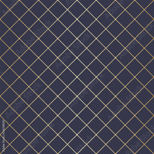 Vector Illustration Abstract geometric pattern with lines  squares . A seamless  background. Dark blue and gold texture.