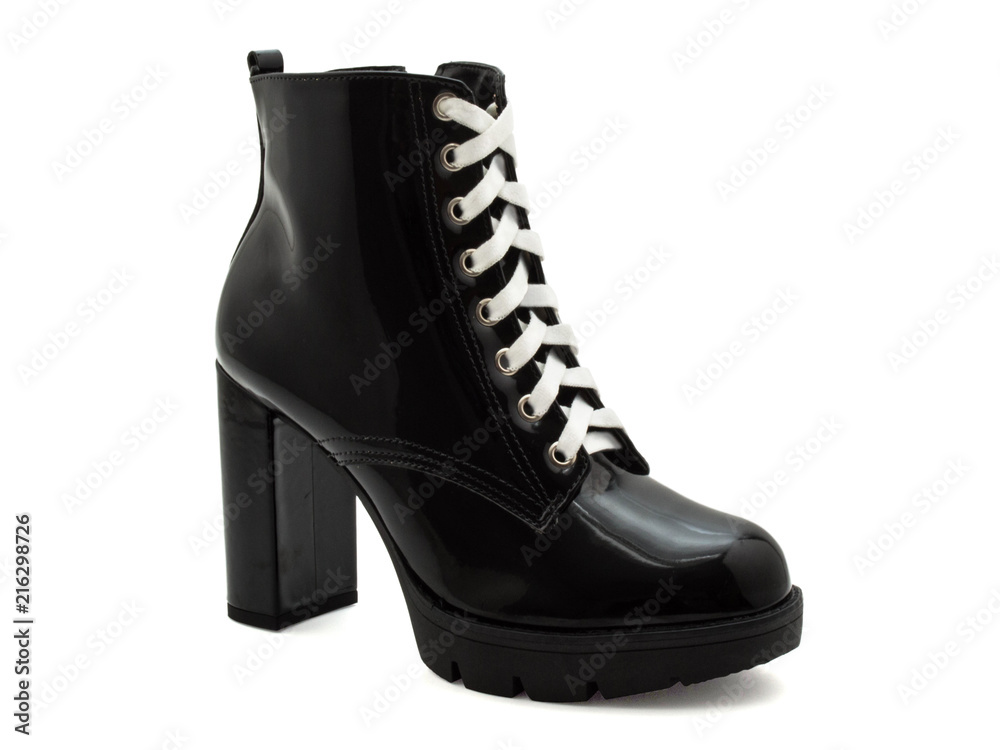 Black Boots with White Shoelace