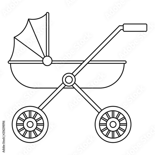 Brand baby pram icon. Outline brand baby pram vector icon for web design isolated on white background