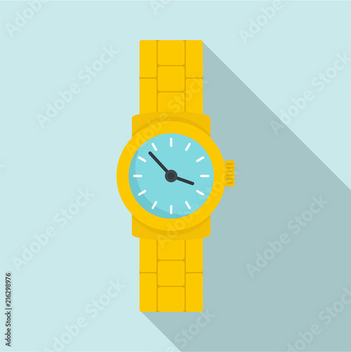 Gold watch icon. Flat illustration of gold watch vector icon for web design