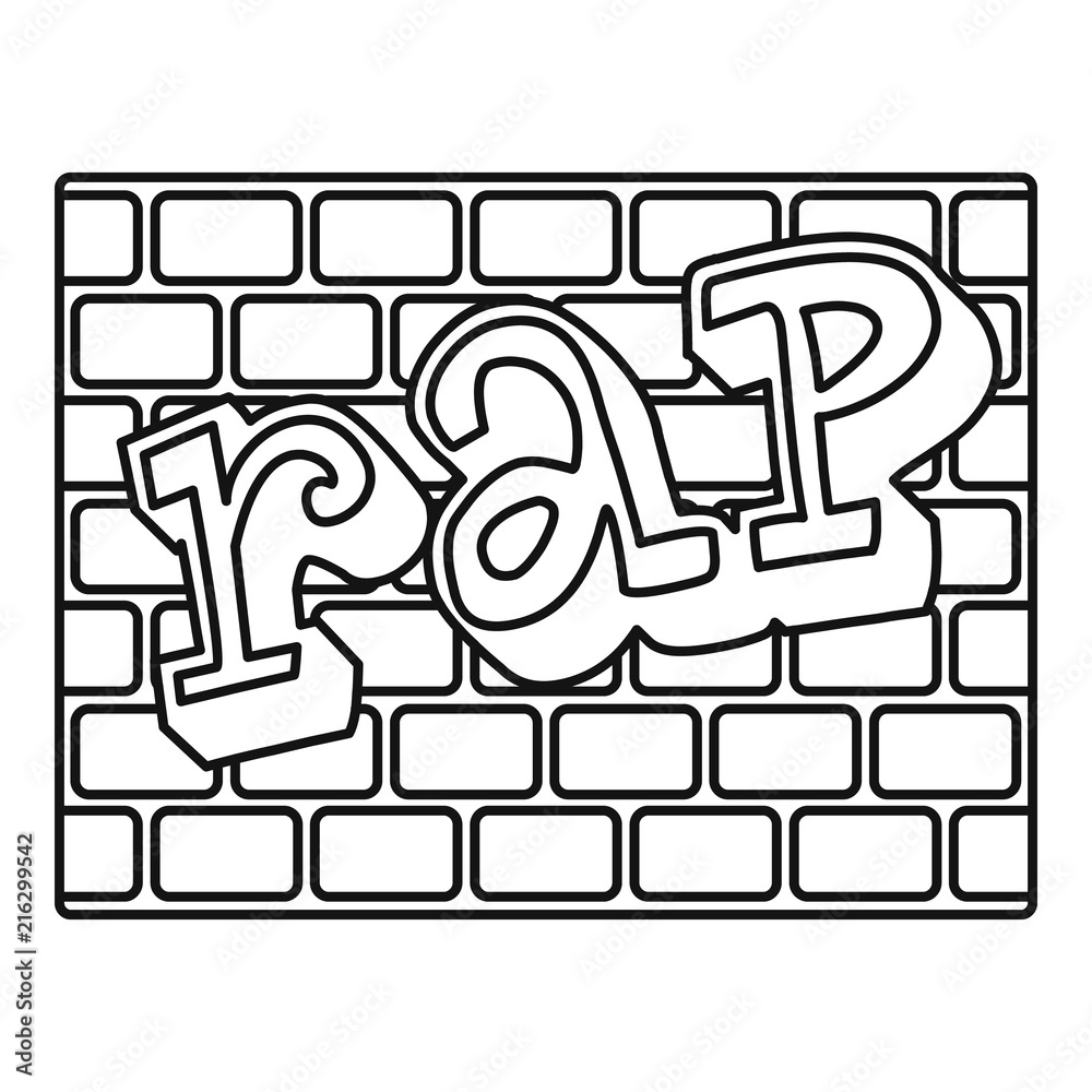 Rap bricks wall icon. Outline rap bricks wall vector icon for web design isolated on white background