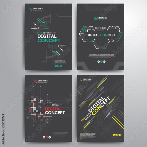 Set of Business cover brochure template digital electronic