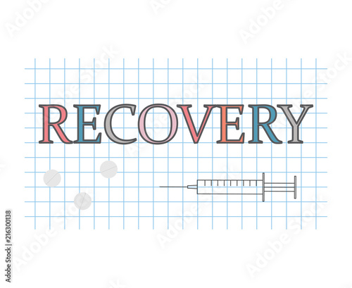 recovery word on checkered paper sheet- vector illustration