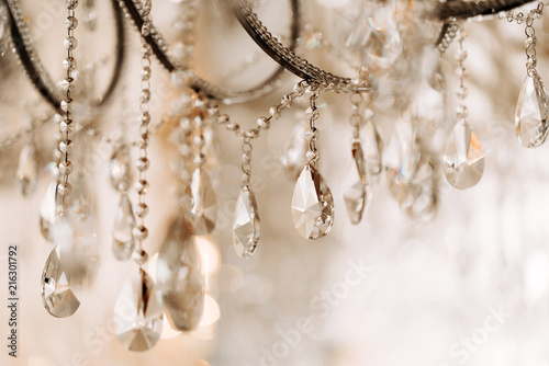 Crystal chandelier close-up. Glamour background with copy space © whyframeshot
