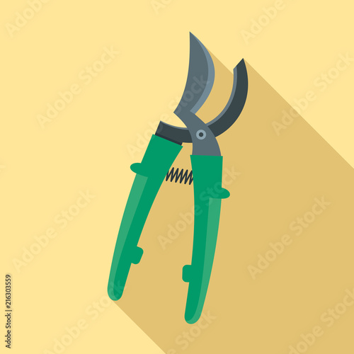 Farm secateurs icon. Flat illustration of farm secateurs vector icon for web design