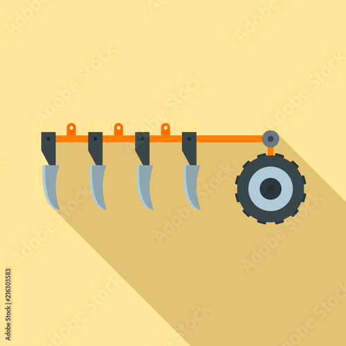 Tractor plow icon. Flat illustration of tractor plow vector icon for web design