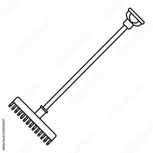 Rake icon. Outline rake vector icon for web design isolated on white background