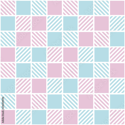 Seamless geometric pattern. Abstract background with geometric shapes. Pattern for fabric, gift wrapping, paper design, wallpaper, textile, tile, carpet. Vector illustration with squares and lines.