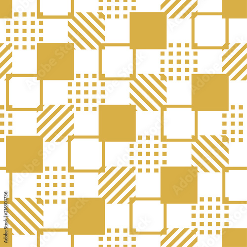 Seamless geometric pattern. Abstract background with geometric shapes. Pattern for fabric, gift wrapping, paper design, wallpaper, textile, tile, carpet. Vector illustration with squares and lines.