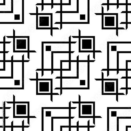 Seamless geometric pattern. Abstract background with geometric shapes. Pattern for fabric, gift wrapping, paper design, wallpaper, textile, tile, carpet. Vector illustration with squares and lines.