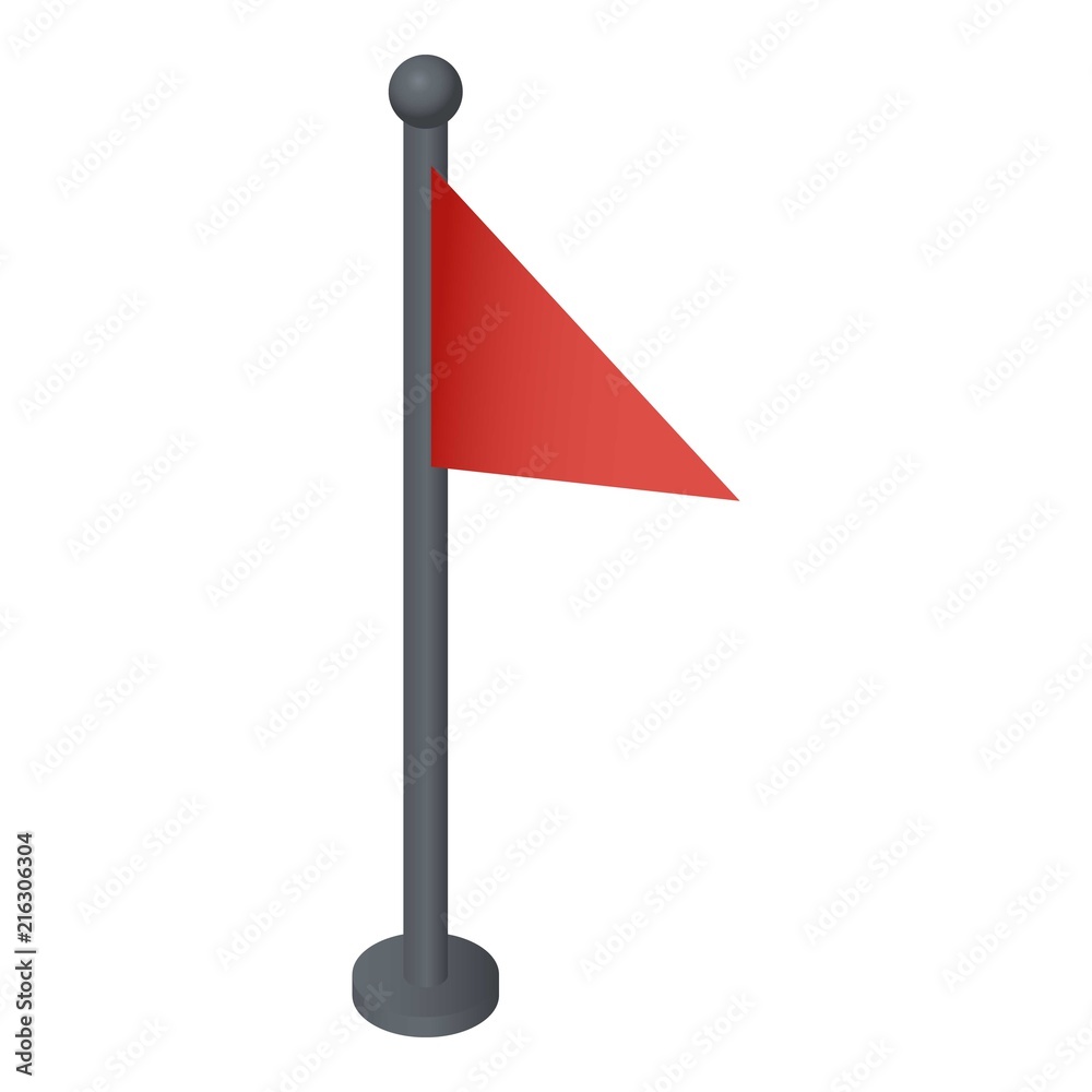 Red map flag icon. Isometric of red map flag vector icon for web design isolated on white background Red map flag icon. Isometric of red map flag vector icon for web design isolated on white background