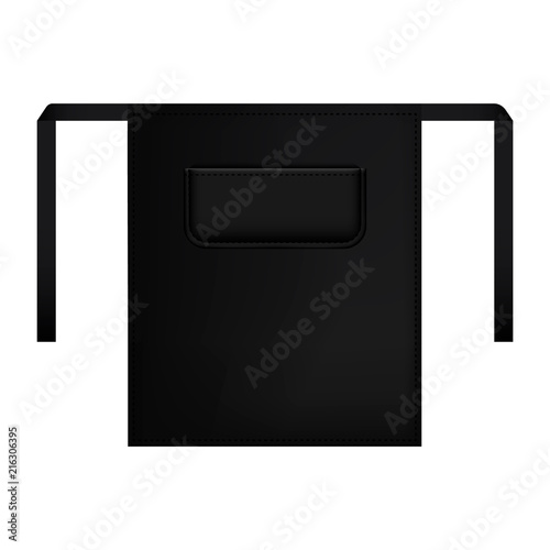 Black pocket apron mockup. Realistic illustration of black pocket apron vector mockup for web design isolated on white background