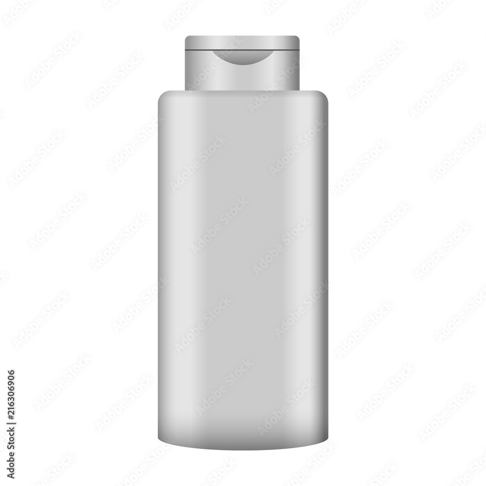 Gel hair bottle mockup. Realistic illustration of gel hair bottle vector mockup for web design isolated on white background