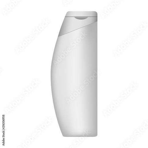 Hair lotion bottle mockup. Realistic illustration of hair lotion bottle vector mockup for web design isolated on white background