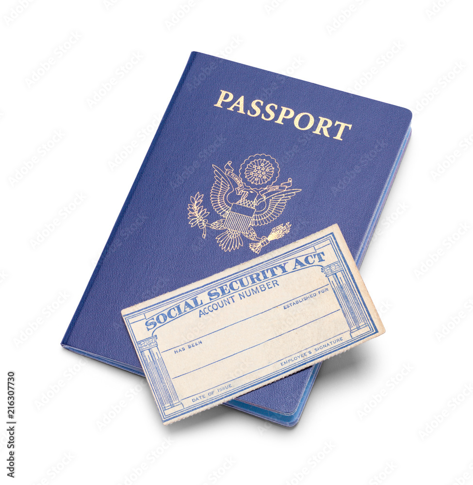 Fototapeta premium Passport and Social Security Card