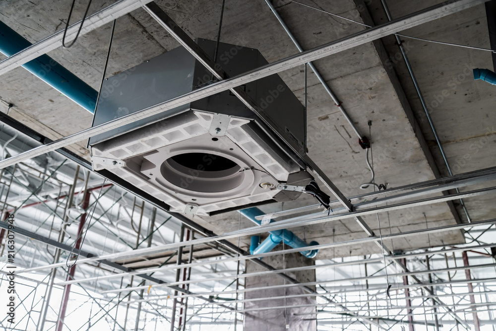 cassette air conditioner type install process on site construction