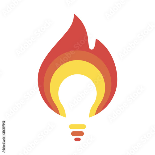 Lightbulb in fire vector icon. Bulb logo. New idea vector icon.