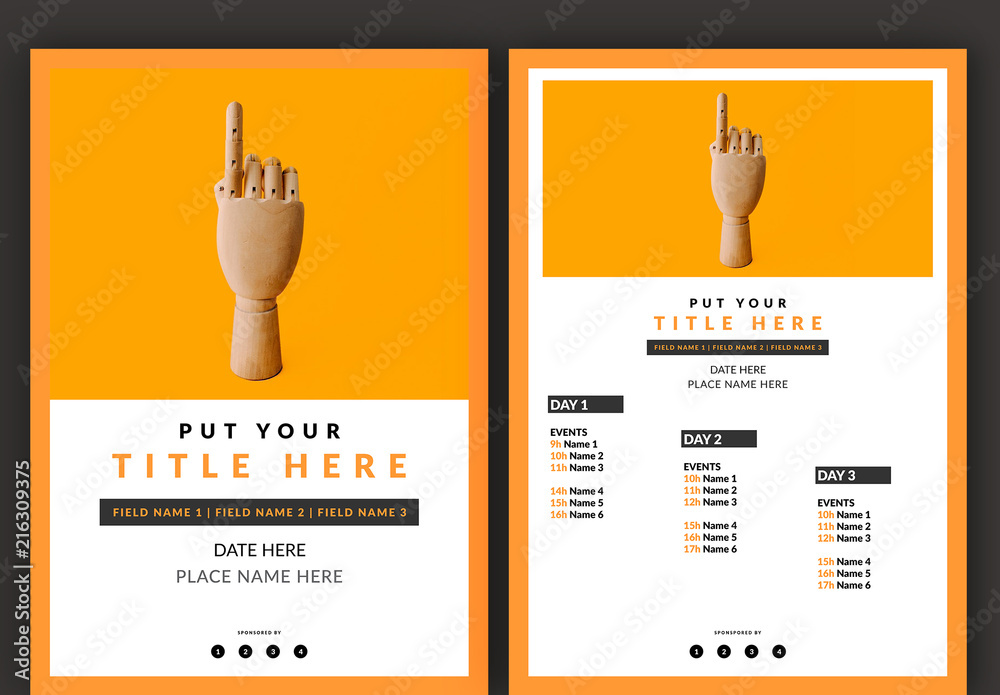 Orange and White Poster Layout Stock Template | Adobe Stock