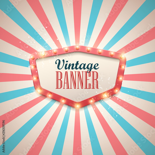 Retro light sign. Vintage style banner. Vector illustration.