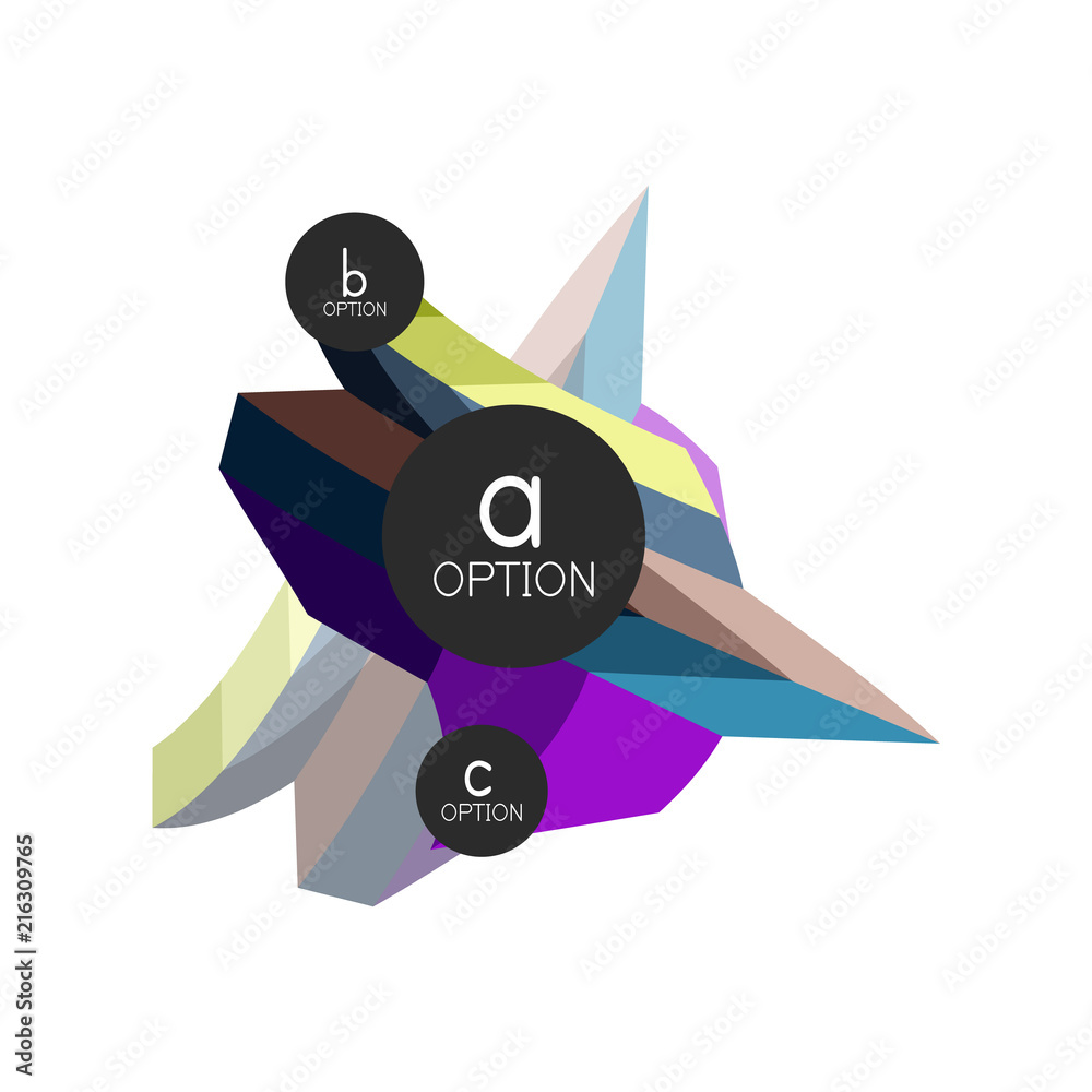 Abstract colorful geometric option infographics design template with sample abc options. Abstract background for business presentation or information banner Abstract colorful geometric option infographics design template with sample abc options. Abstract background for business presentation or information banner