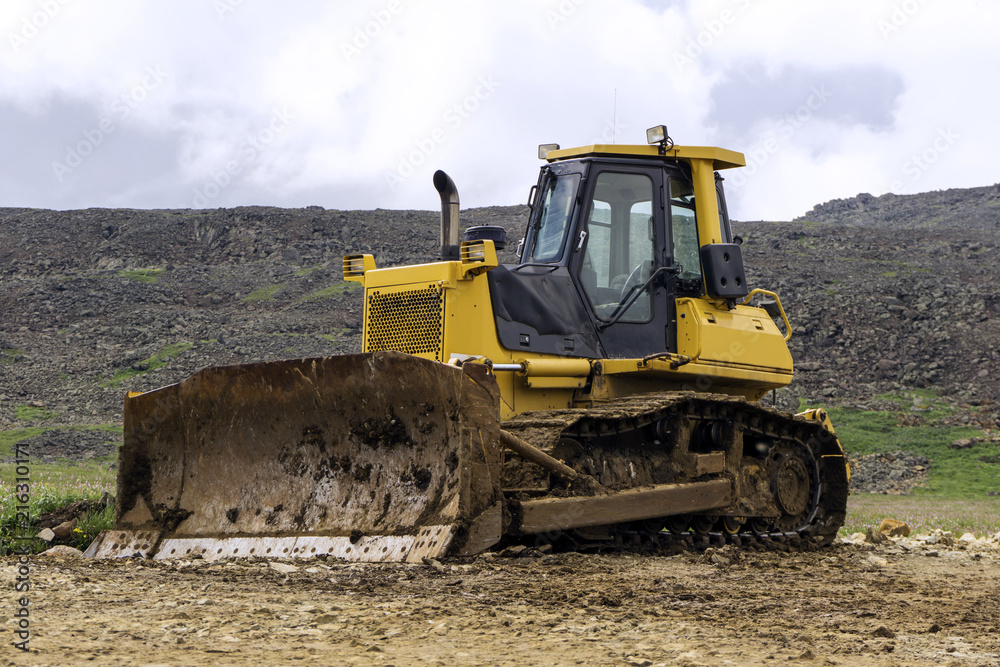 bulldozer on the construction of roads in the mountains.. bulldozer on the construction of roads in the mountains..