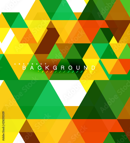 Multicolored triangles abstract background, mosaic tiles concept