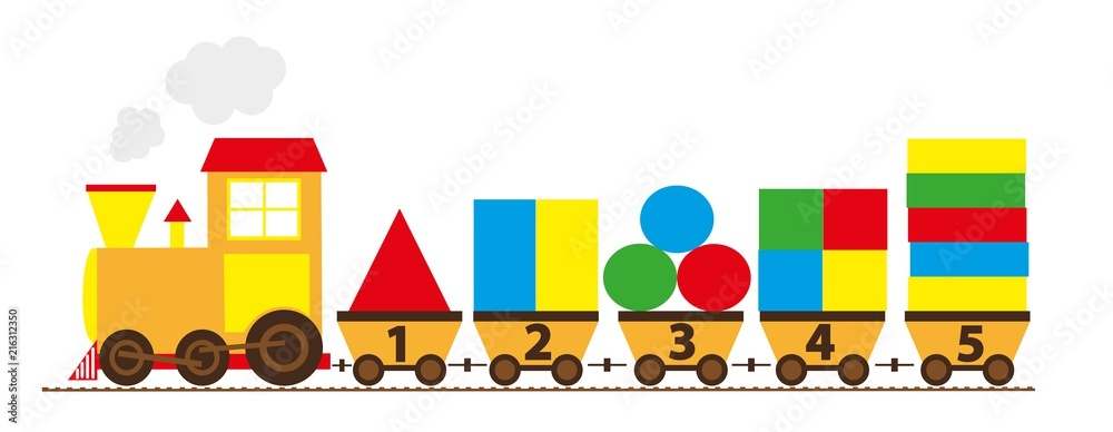 cartoon train with numbers 1-5 / educational vector illustration for  children Stock Vector | Adobe Stock