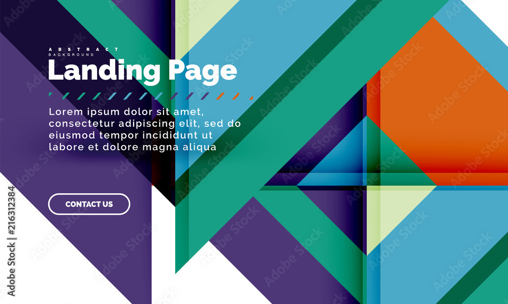 Square shape geometric abstract background, landing page web design template