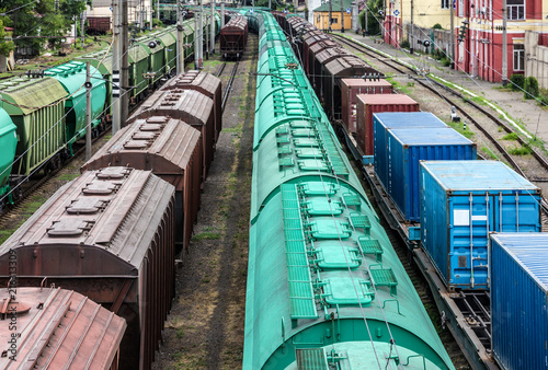 freight trains, railway cargo transportation, in Odessa seaport, Ukraine