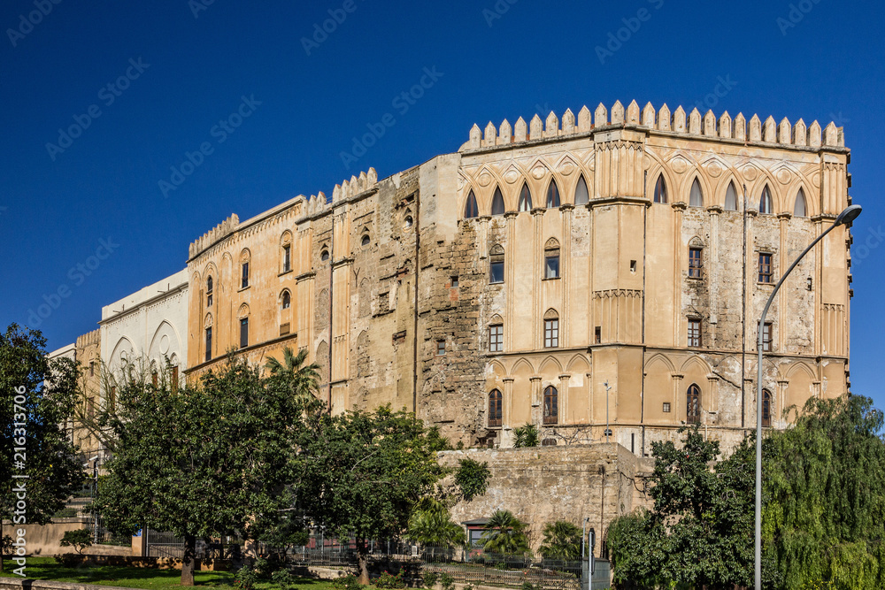 Palermo, Sicily, Italy. Parlament building, Palazzo dei Normanni, Royal Palace. Palazzo Reale