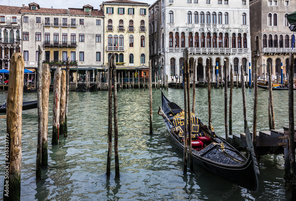 Venice, Italy, Grand canal view. Tourist gondolas