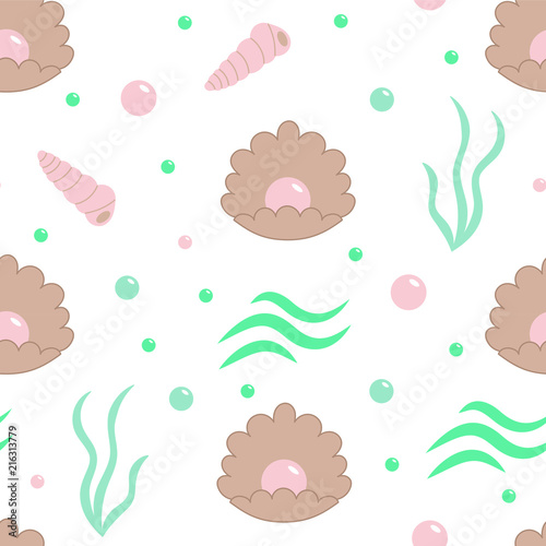 Sea Elements Pattern, sea shells 