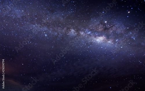Fototapeta Naklejka Na Ścianę i Meble -  Milky Way Galaxy with stars and space dusts. soft focus and noise due to long expose and high iso.