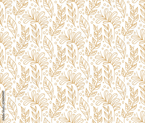 Fototapeta Naklejka Na Ścianę i Meble -  Vector Floral Seamless Pattern. Decorative Plant Background. Fabric Ornament texture with leaves and flowers.
