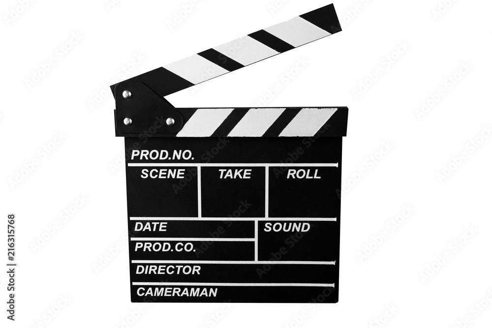 movie clapper on a white background