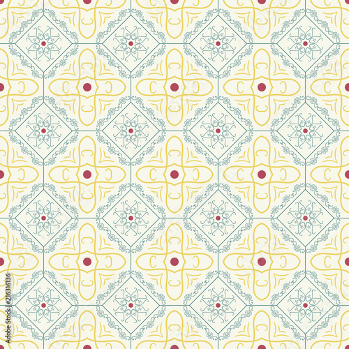 Seamless pattern with ethnic florals