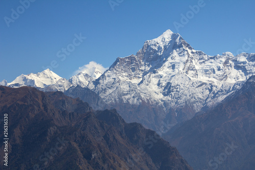 Glacier-topped Gahrwal Himalaya near Nanda Devi,  in Northern India © Annee