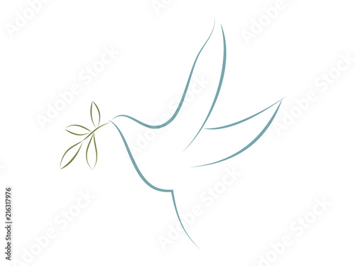 Vector dove with olive leaves. Symbol of peace