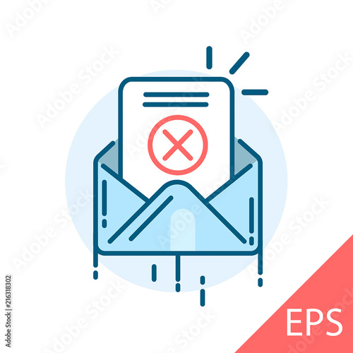 Envelope with a letter. Disapproved. Vector modern line design illustrative icon