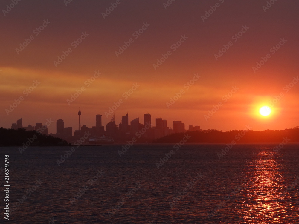 Sydney sunset over inner harbour