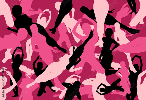 vector of pink seamless sexy woman pose camouflage