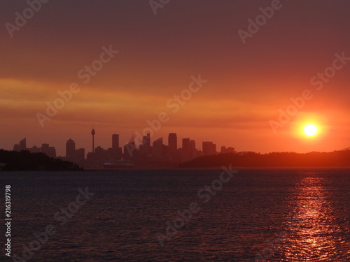 Sydney sunset over inner harbour © Sahara Frost