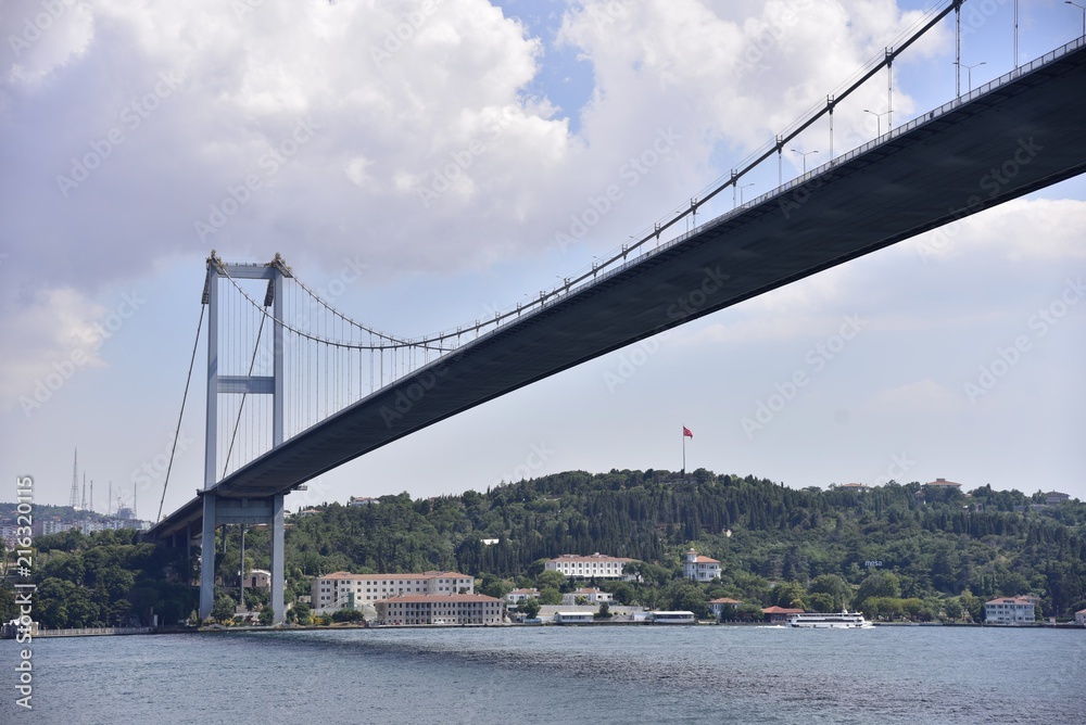 Naklejka premium View of Bosphorus suspension bridge in Istanbul