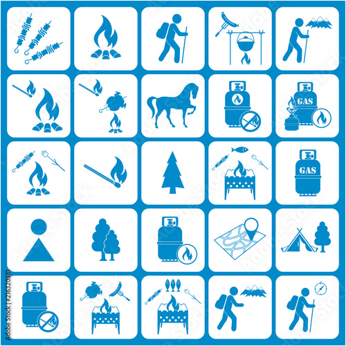Wallpaper Mural Set of travel and camping equipment icons Torontodigital.ca