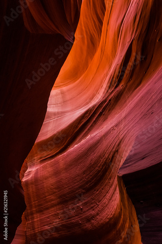 Pink peach wave shapes photographed at slots canyons in Arizona